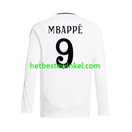 Real Madrid Kylian Mbappé 9 Voetbalshirts Thuis 2024-25 - LS